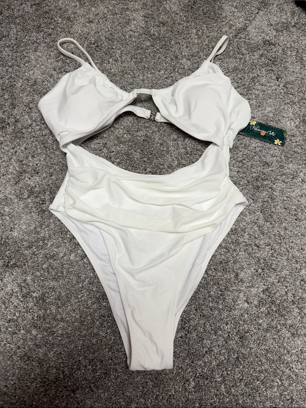 White One-Piece Cutout Swimsuit